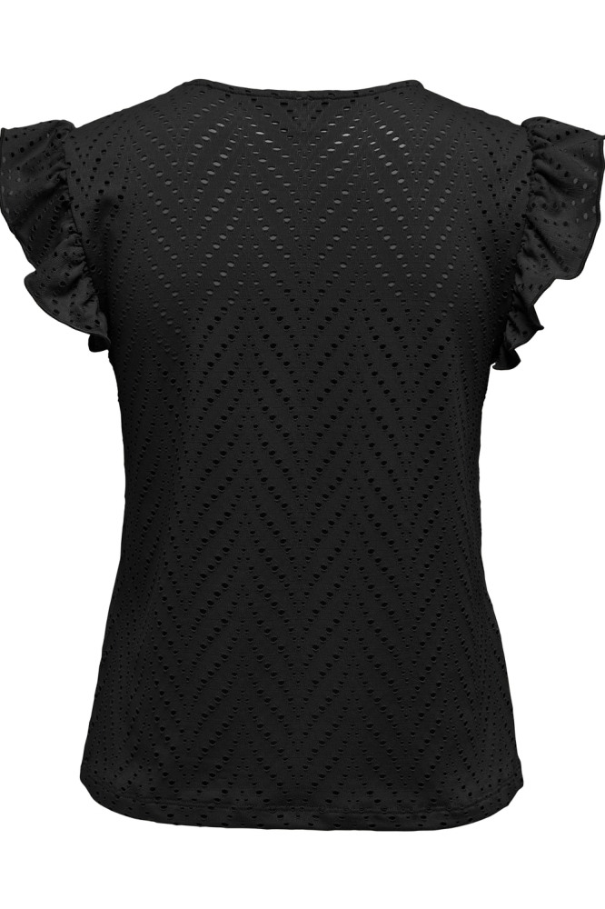 ONLSMILLA S/L V-NECK FRILL TOP JRS 15349061 BLACK/BOHO